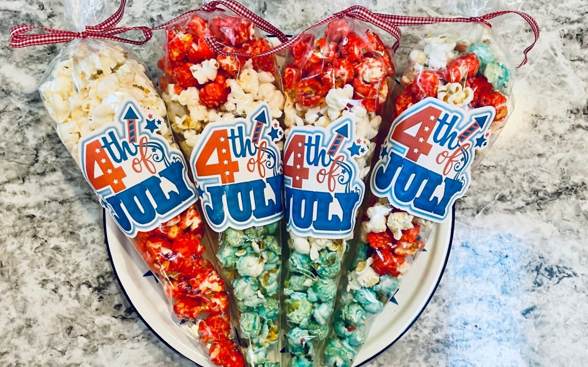 red, white, and blue popcorn