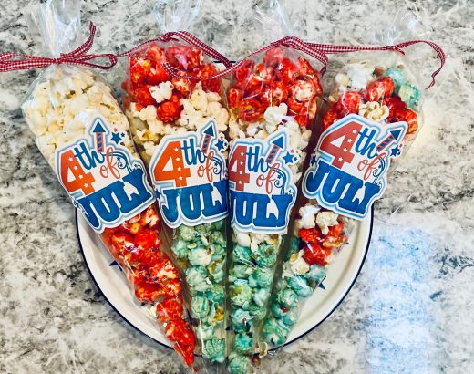 red, white, and blue popcorn